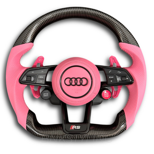 CARBON FIBER PINK AUDI R8 STYLE STEERING WHEEL