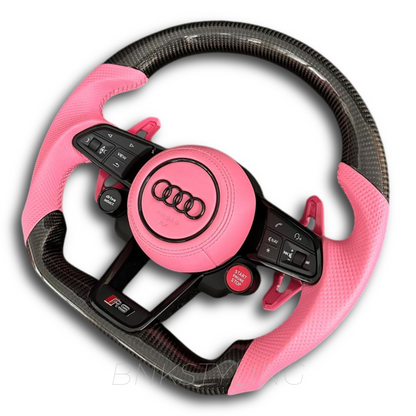 CARBON FIBER PINK AUDI R8 STYLE STEERING WHEEL
