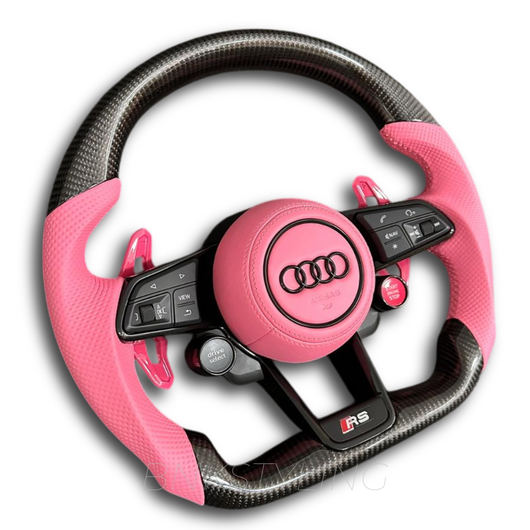 CARBON FIBER PINK AUDI R8 STYLE STEERING WHEEL
