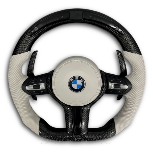 BMW WHITE LED M STYLE CARBON FIBER STEERING WHEEL