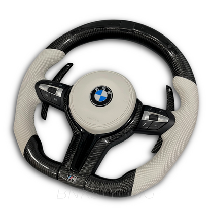 BMW WHITE LED M STYLE CARBON FIBER STEERING WHEEL
