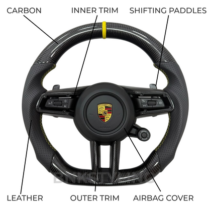 Custom Porsche 911 2024+ Style Carbon Fibre Steering Wheel